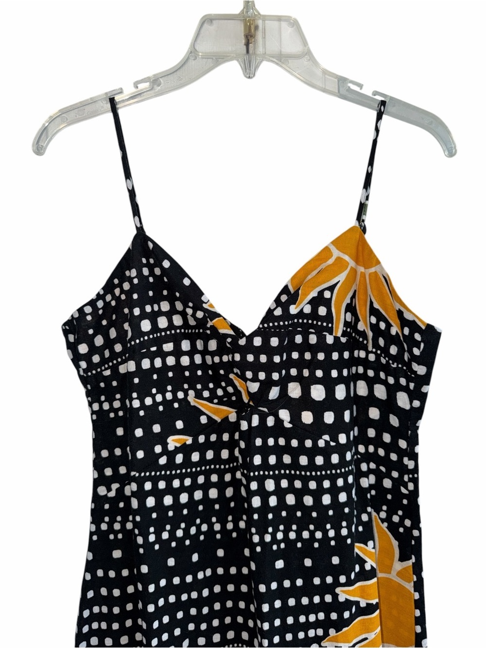 LOFT Beach Black Tropical Print Midi Dress Size 6 - Picture 4 of 10